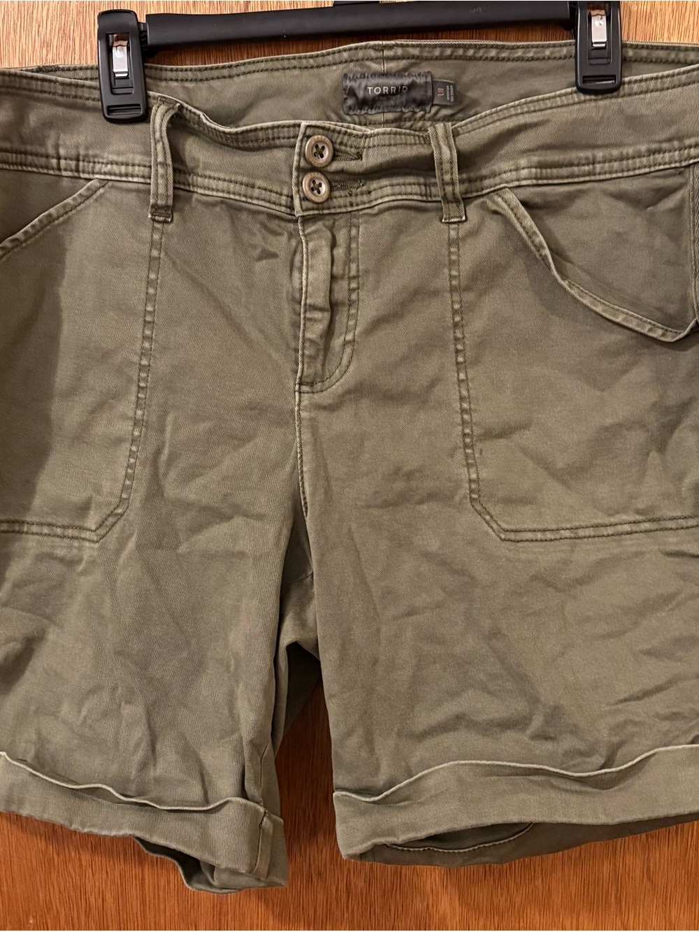 torrid Olive Green Bermuda Aviator Stretch Twill Mid-Rise Shorts